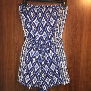 Super cute blue and white romper